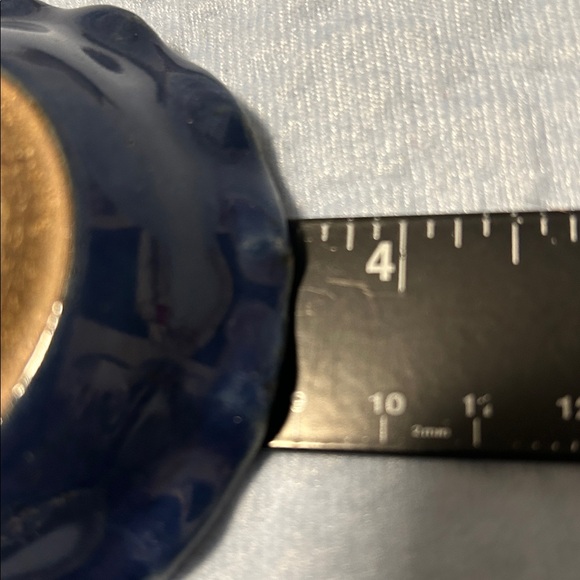 Artisan Pottery Crackle Glass "Geode" Blue Green Brown Stoneware Trinket Dish. - Picture 5 of 12